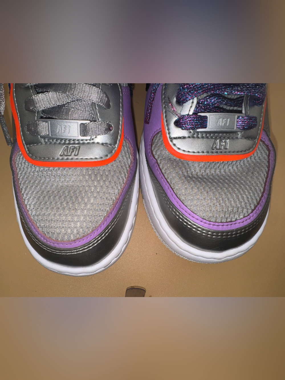 Nike Air Force 1 Shadow Metallic Silver Hyper Blue Pink Sneakers Women’s 7.5 - Picture 11 of 17